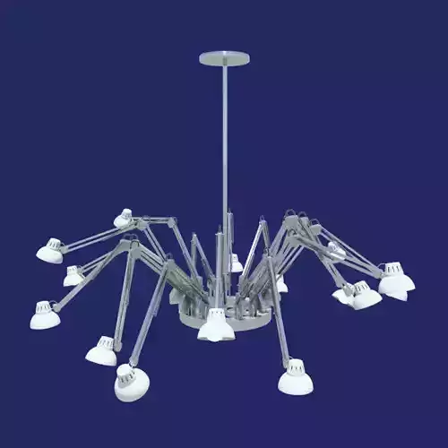 Steel and White Hanging Chandelier Desk Lamp 3D model