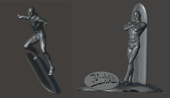 2 x SILVER SURFER statuines 3D print model