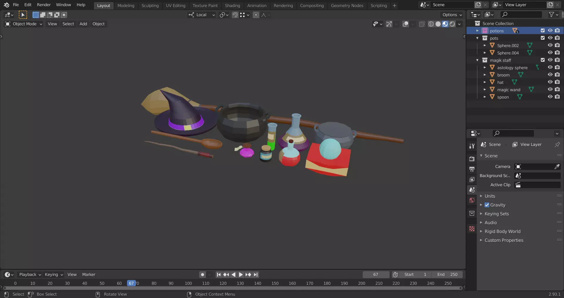 Witch pack Low-poly 3D model_0