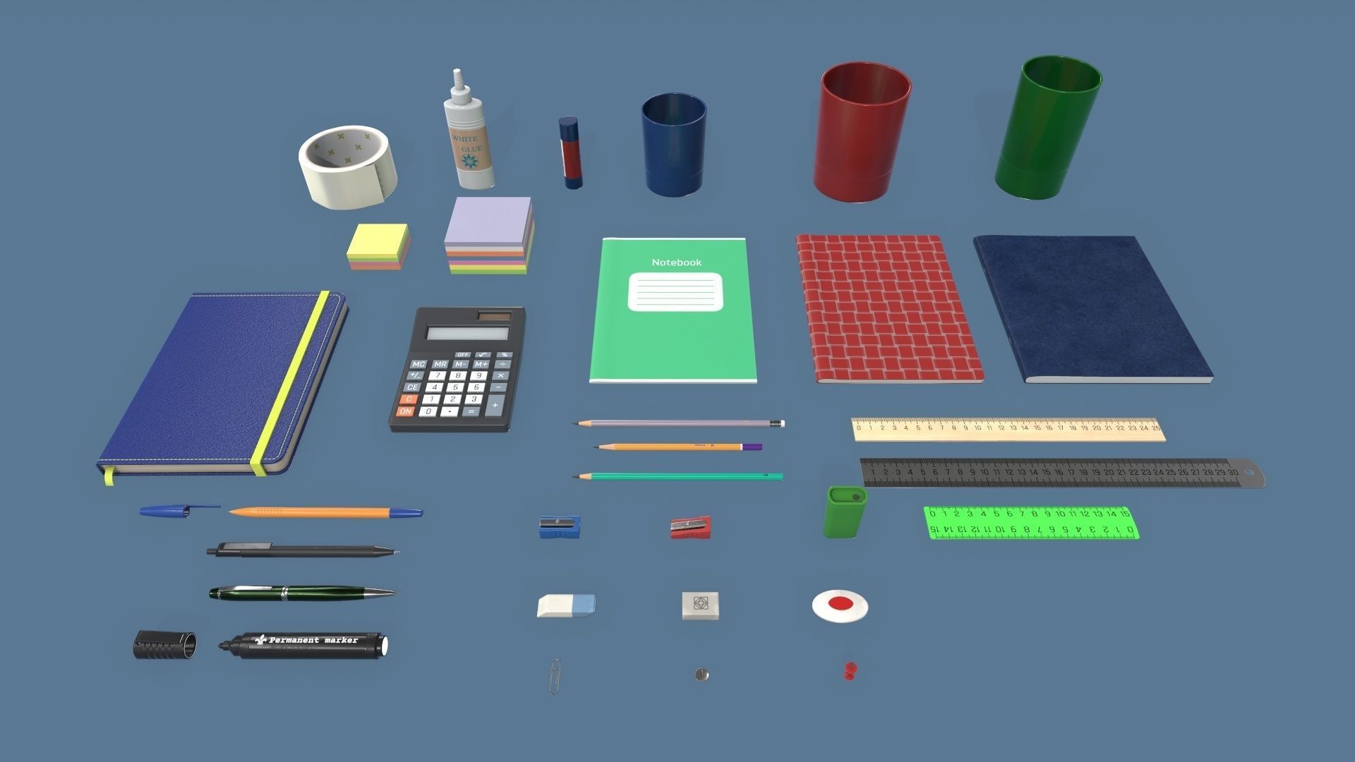 Stationery Low-poly 3D model_11