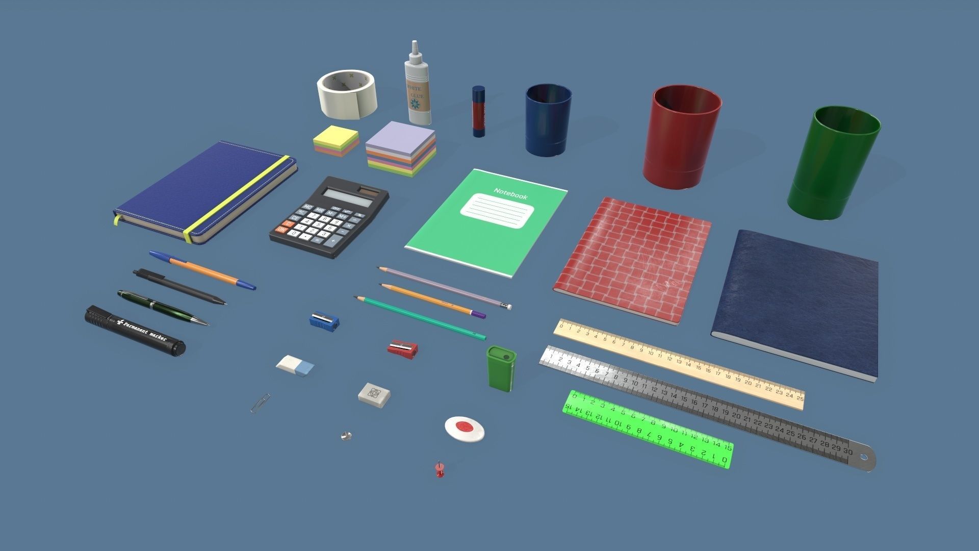 Stationery Low-poly 3D model_10