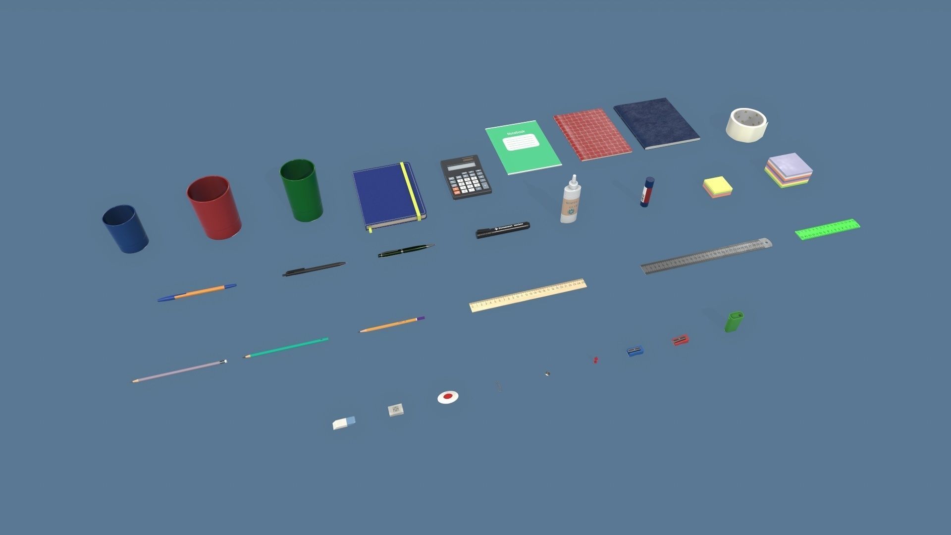 Stationery Low-poly 3D model_2