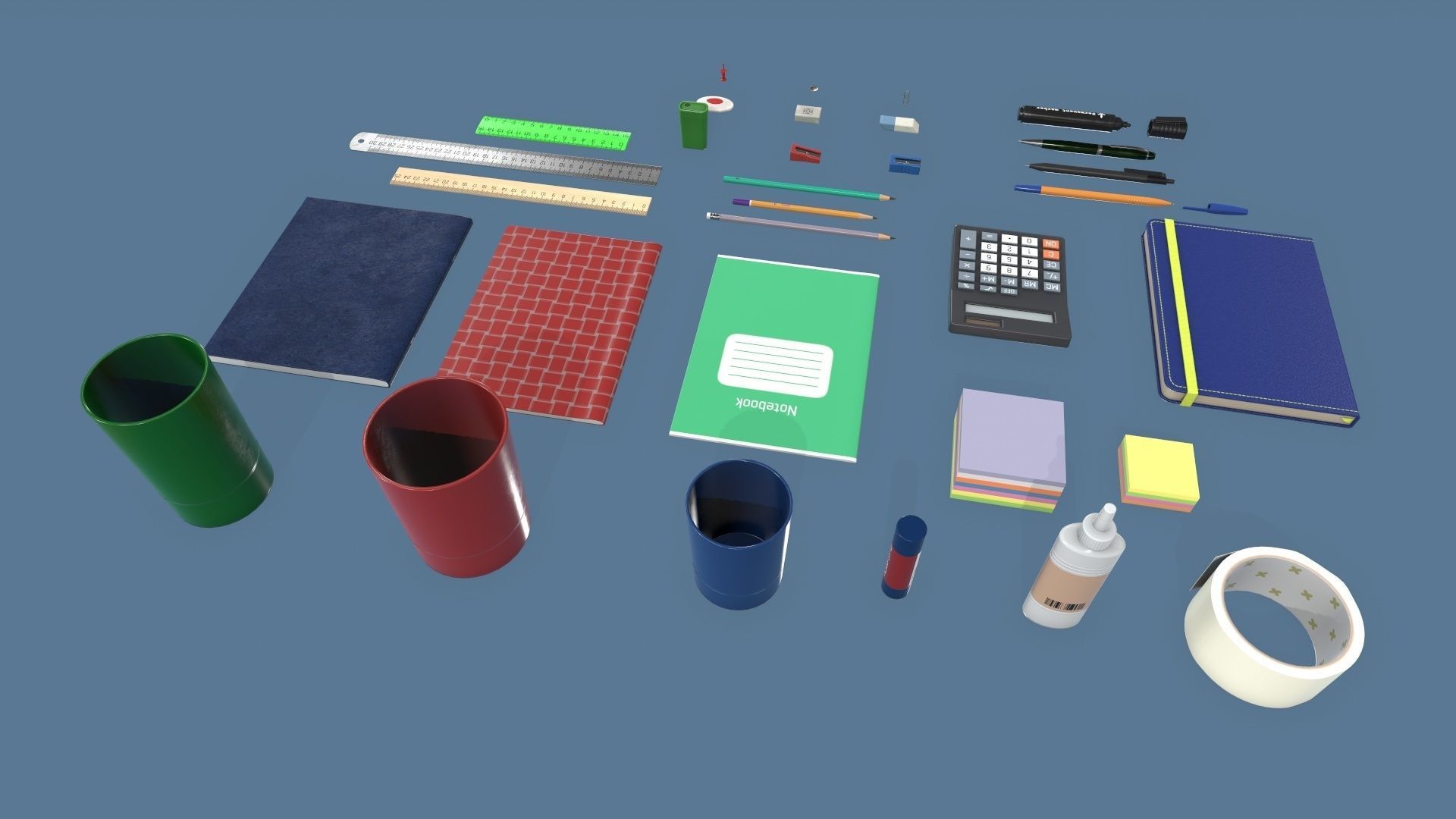 Stationery Low-poly 3D model_12