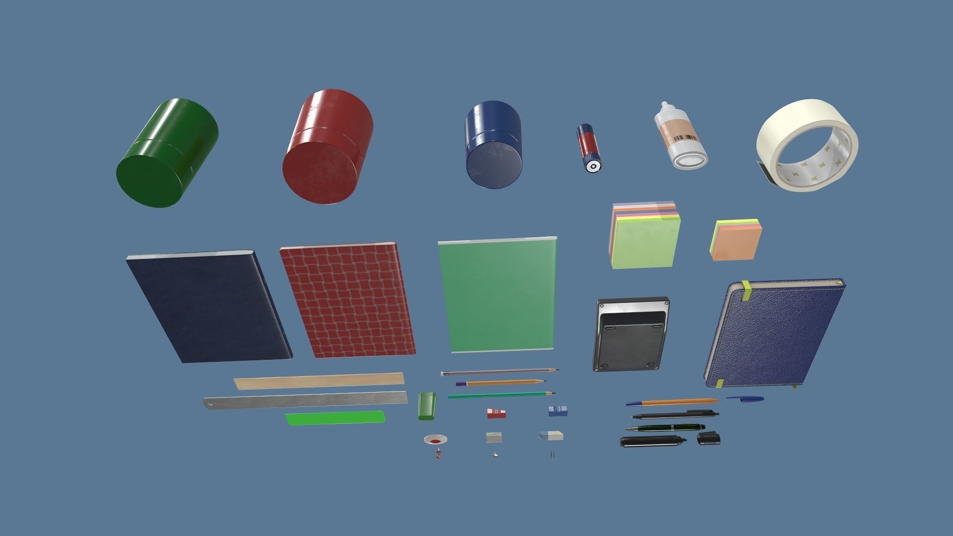 Stationery Low-poly 3D model_13
