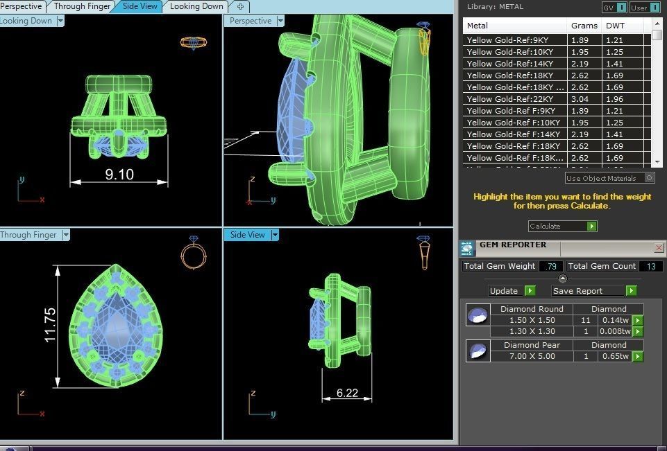 Pendant model gold with diamond 3D print model_12