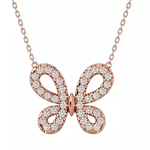 Pendant model rose gold butterfly necklace with diamonds