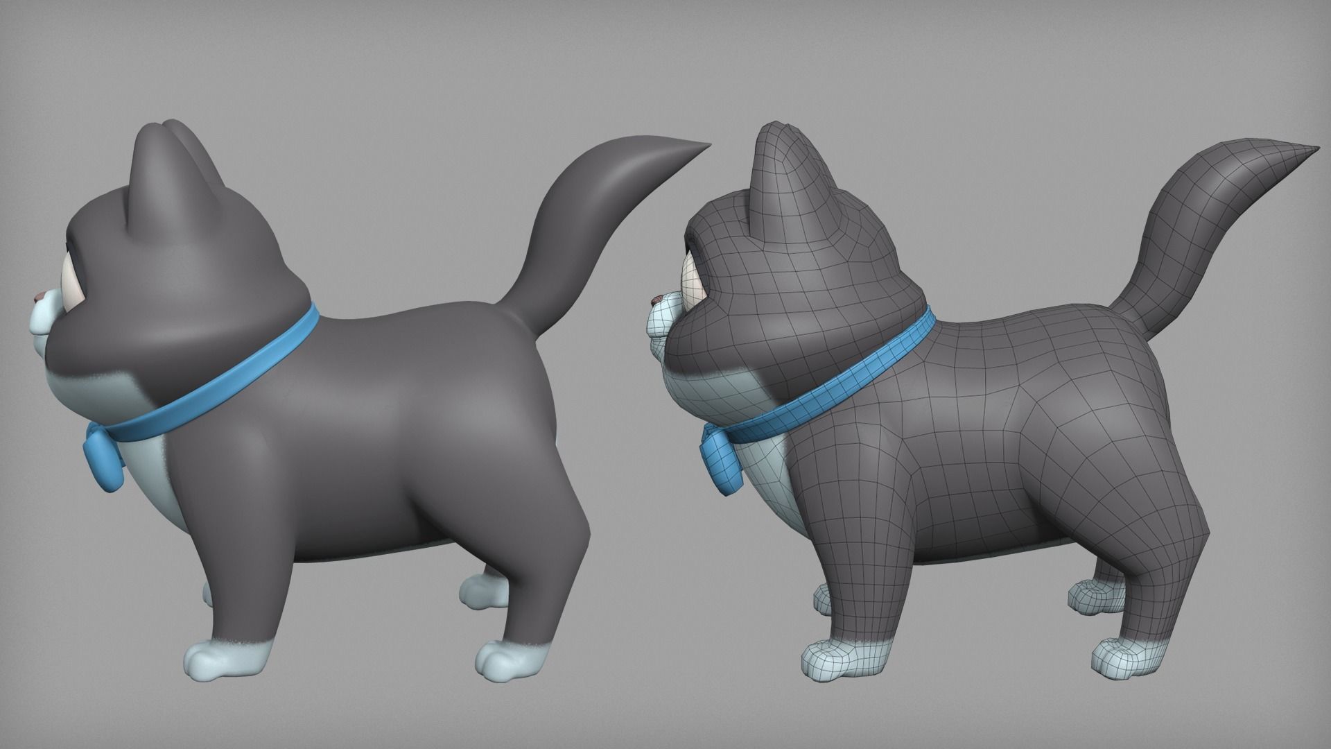 Cartoon cat character base mesh Low-poly 3D model_8