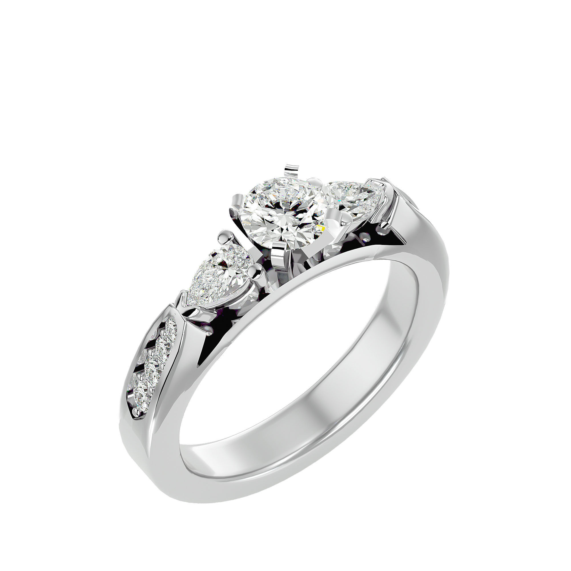 Solitaire ring model 3D print model_10