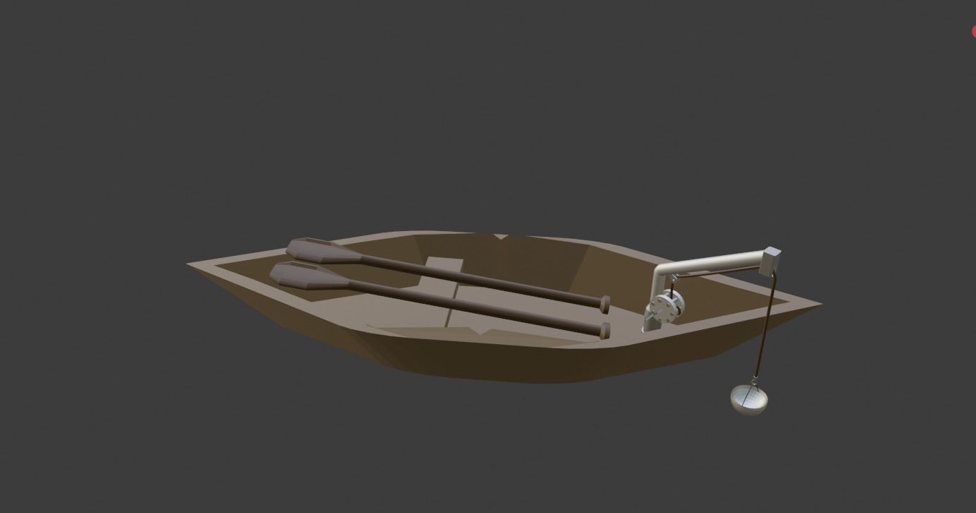 Low Poly Boat canoe Low-poly 3D model_1