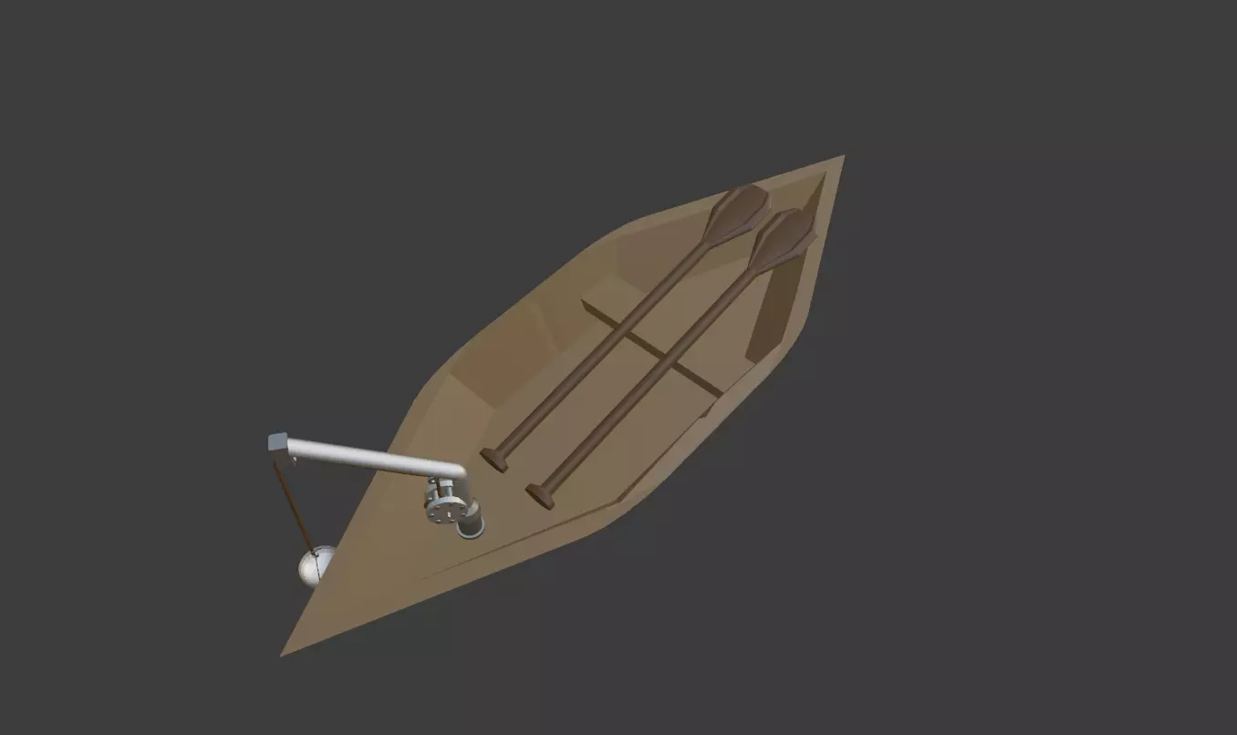 Low Poly Boat canoe Low-poly 3D model_0
