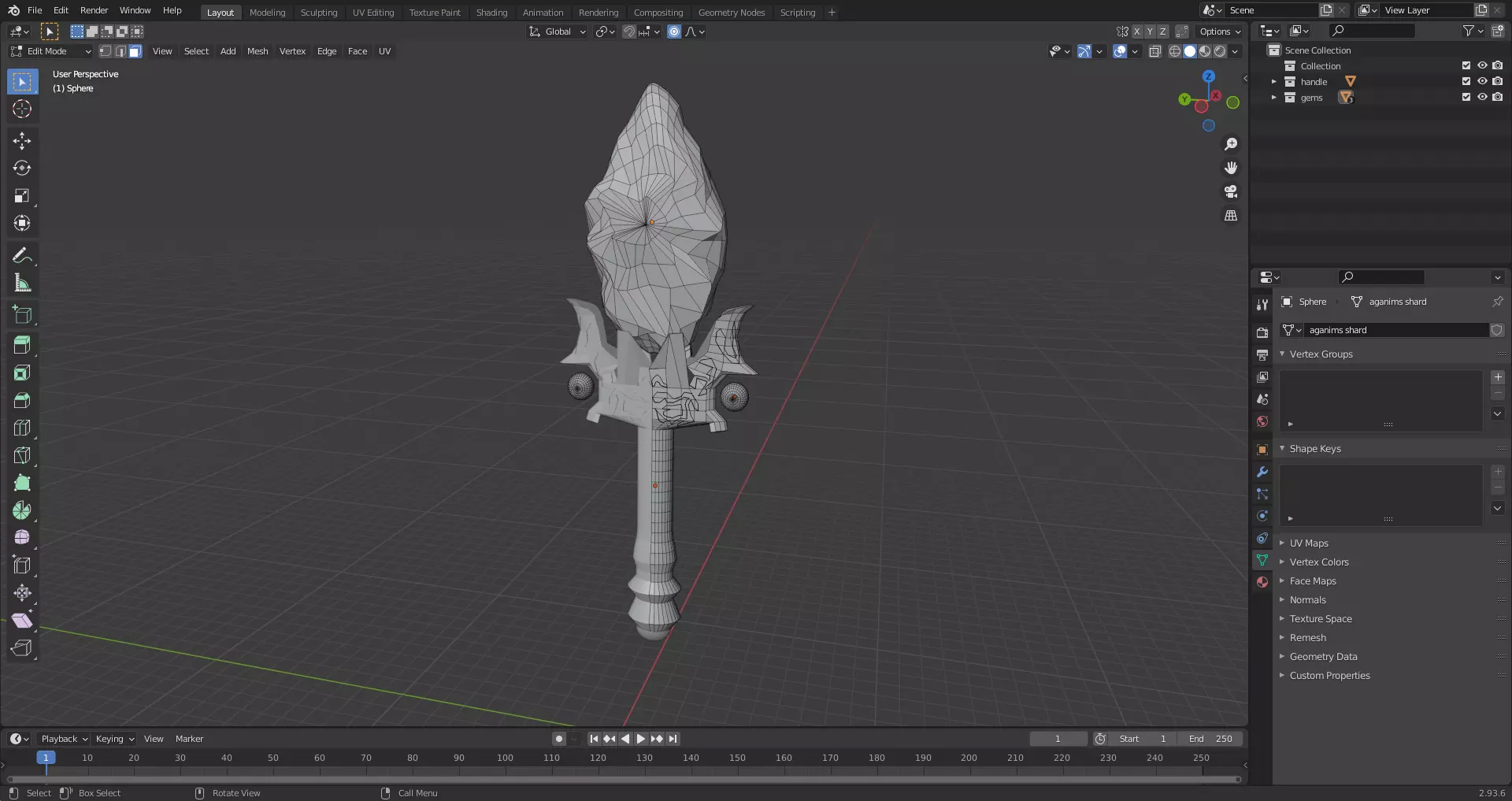 aganim sword Low-poly 3D model