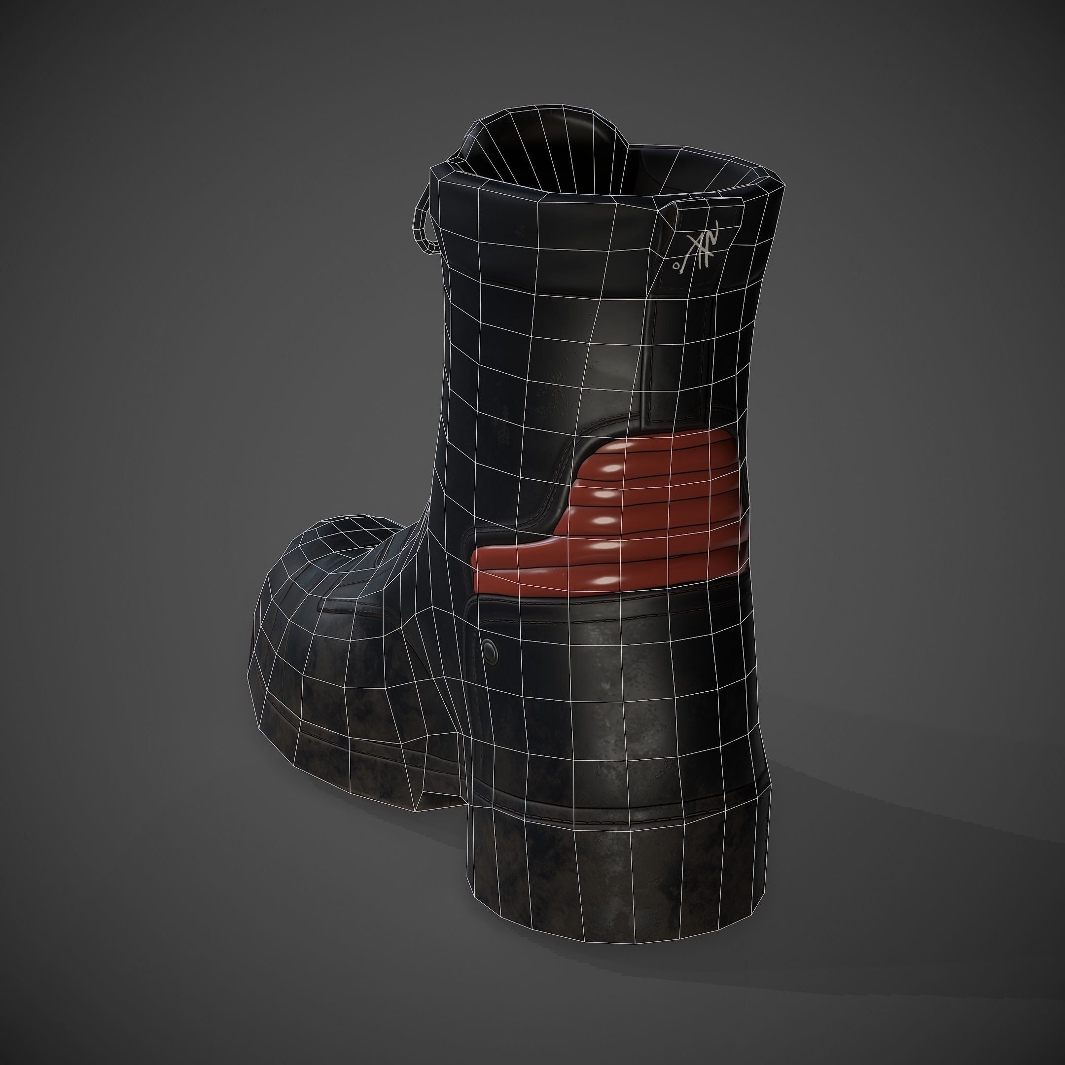Game-ready Boots boot Low-poly 3D model_5