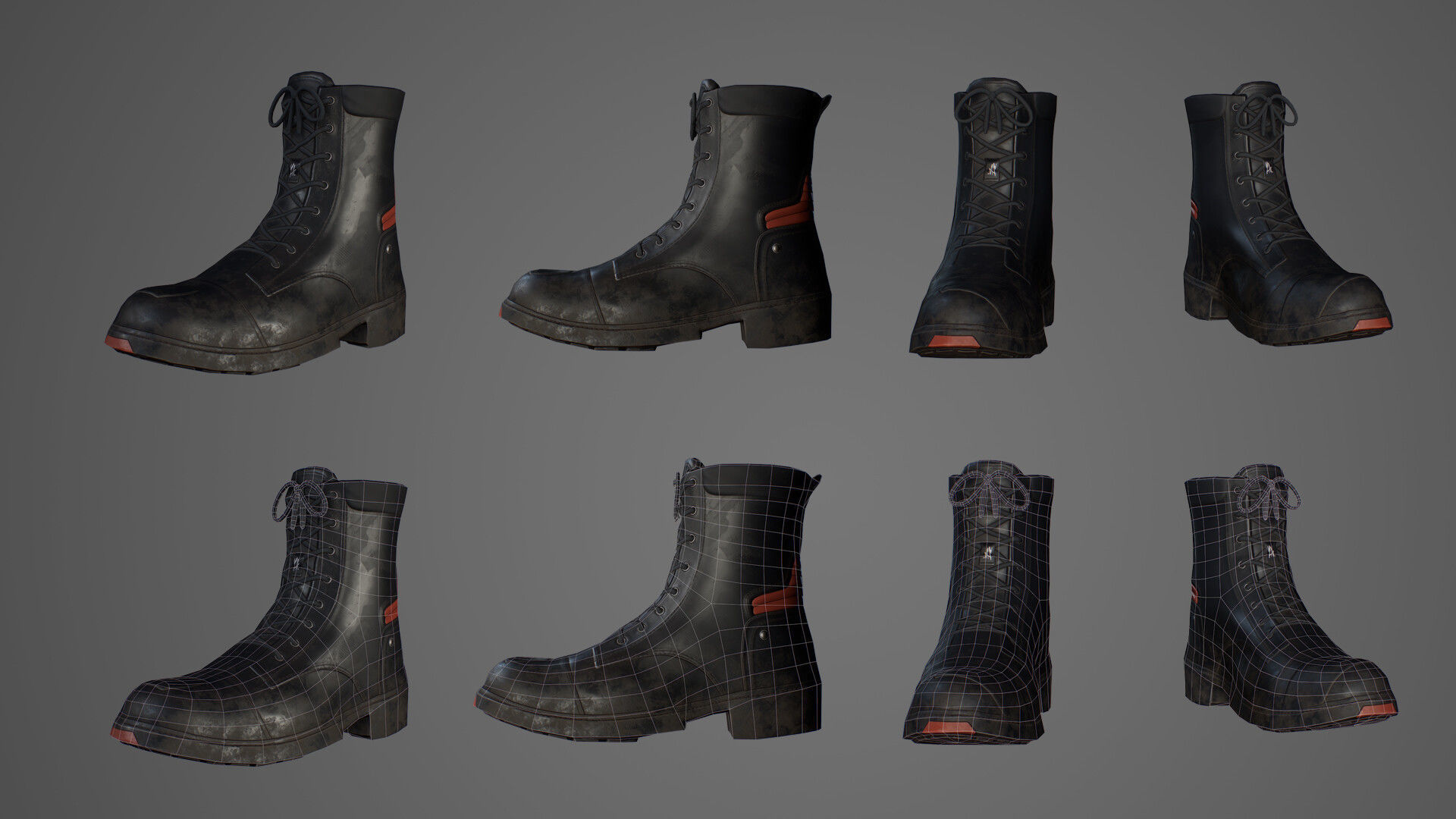Game-ready Boots boot Low-poly 3D model_8