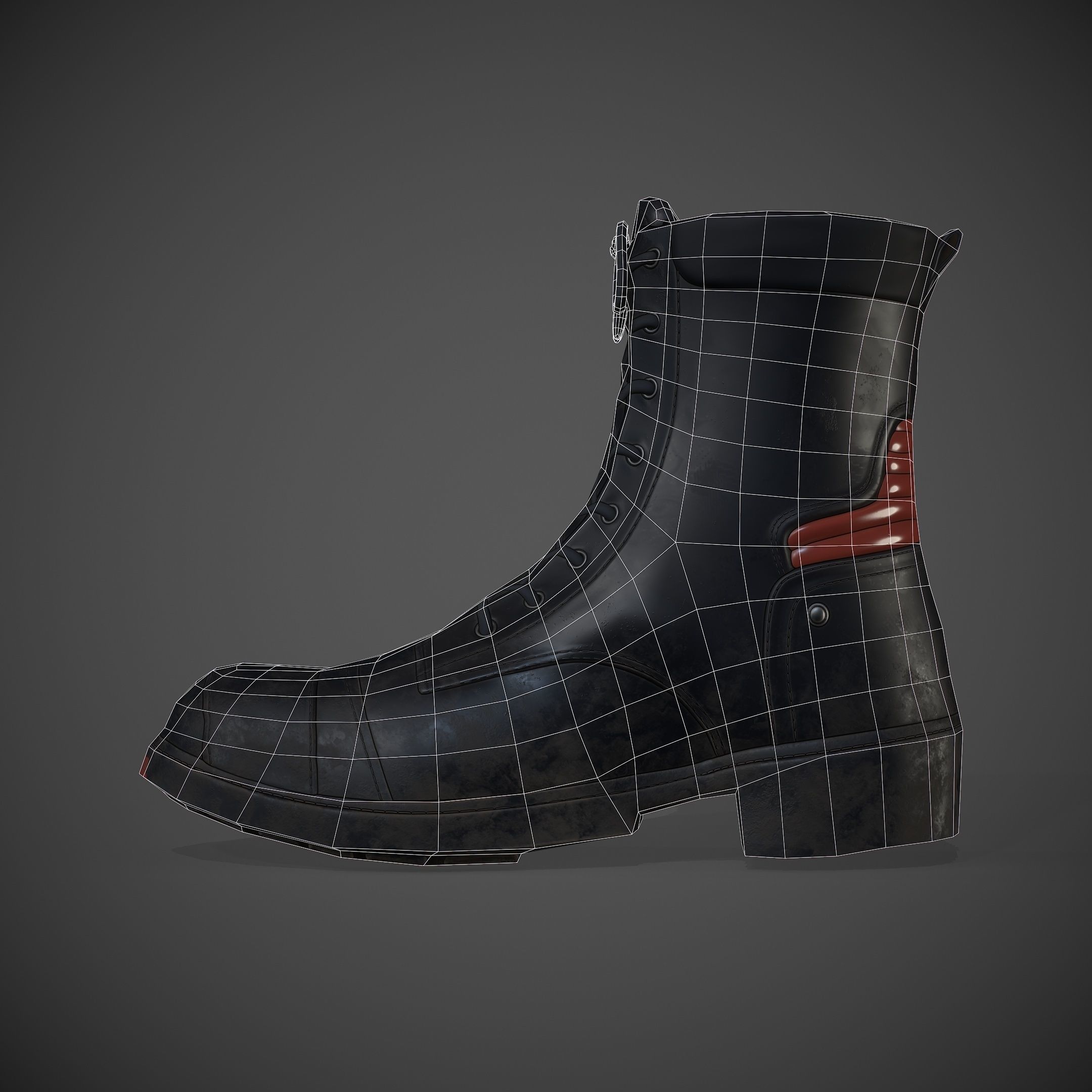 Game-ready Boots boot Low-poly 3D model_3
