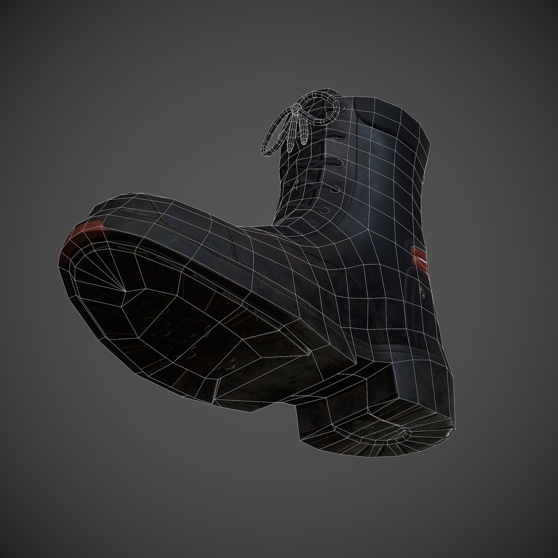 Game-ready Boots boot Low-poly 3D model_6