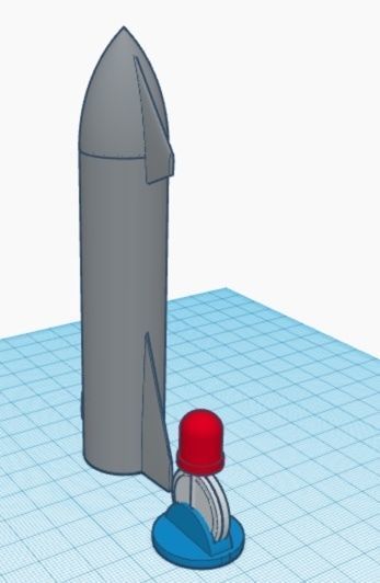 Starship Christmas Tree Ornament w LED Free 3D print model_1