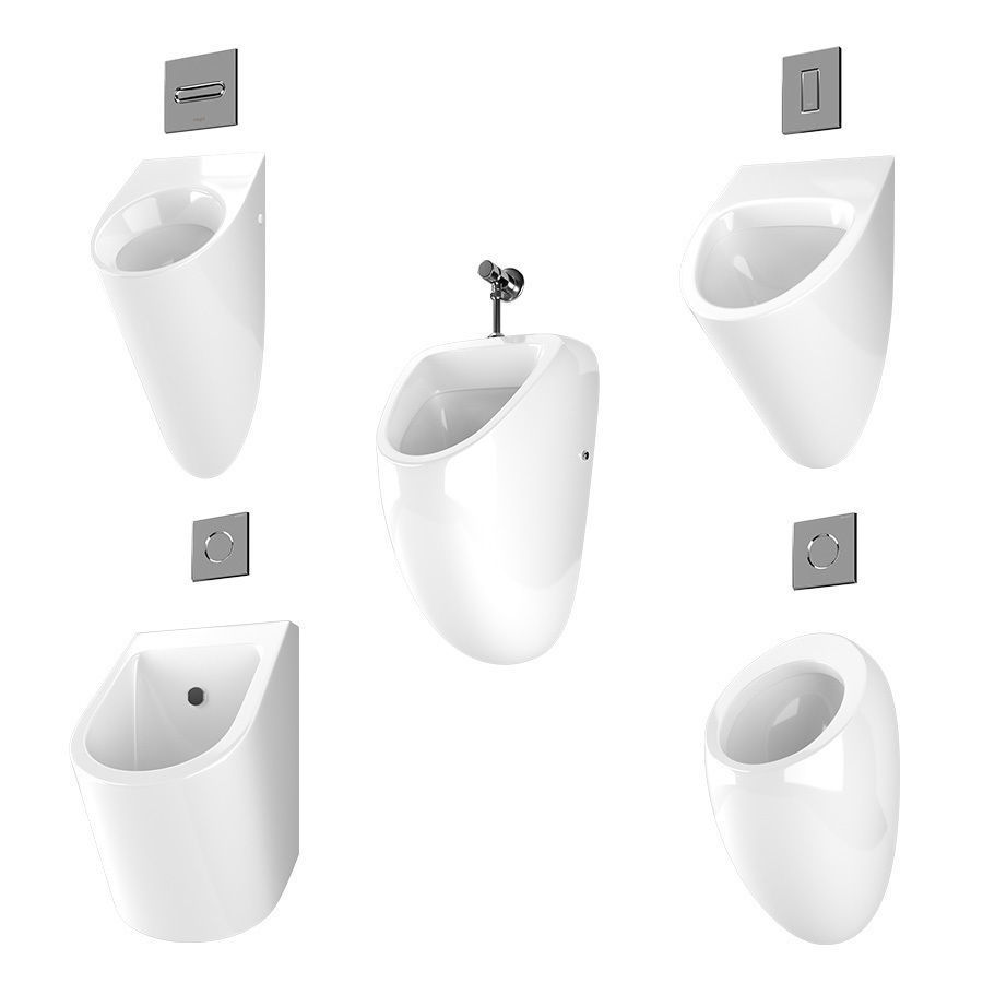 Urinal with flush buttons 2 set Low-poly 3D model_2