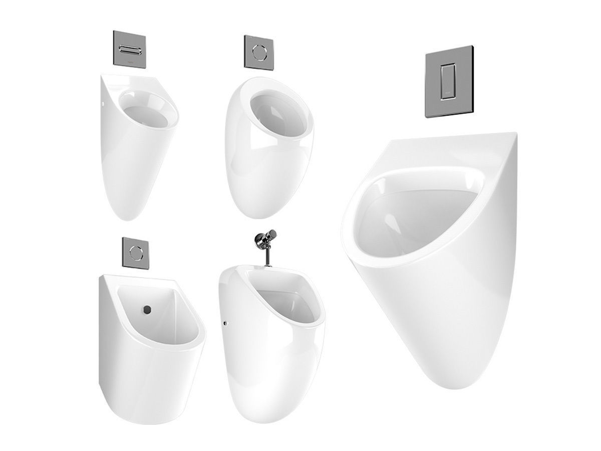 Urinal with flush buttons 2 set Low-poly 3D model_0