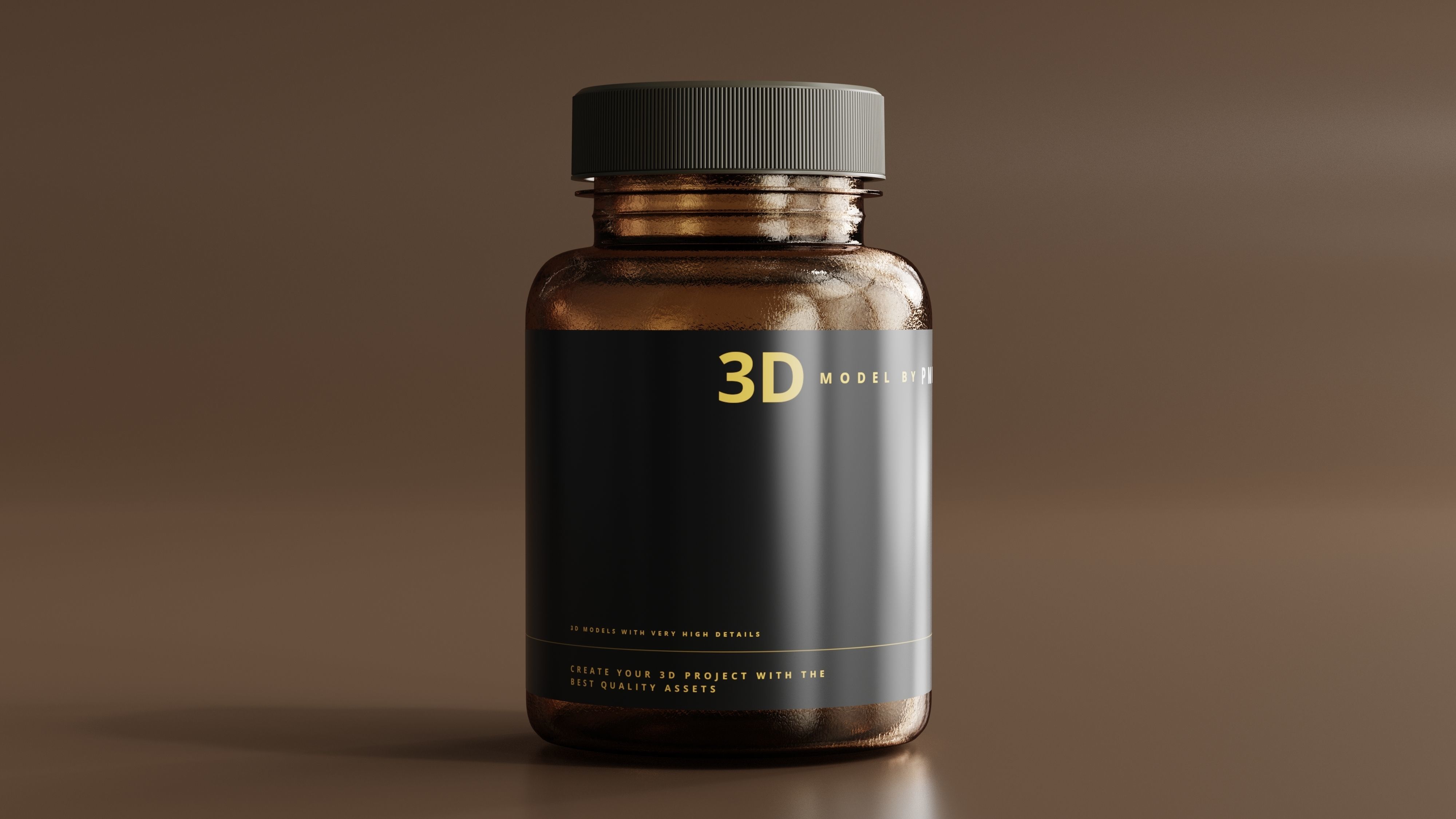 Amber Glass Bottle 3D model_6