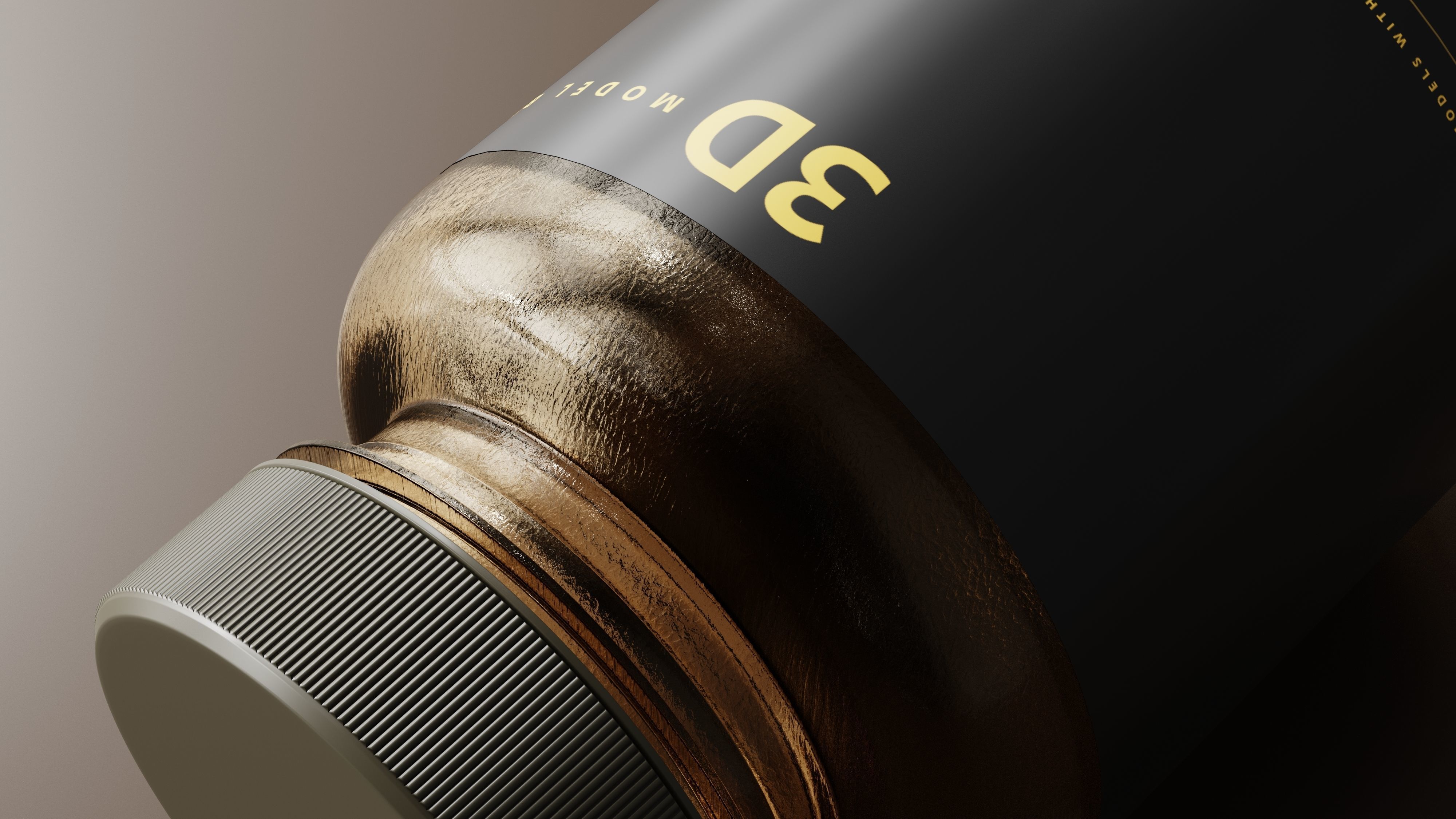 Amber Glass Bottle 3D model_2