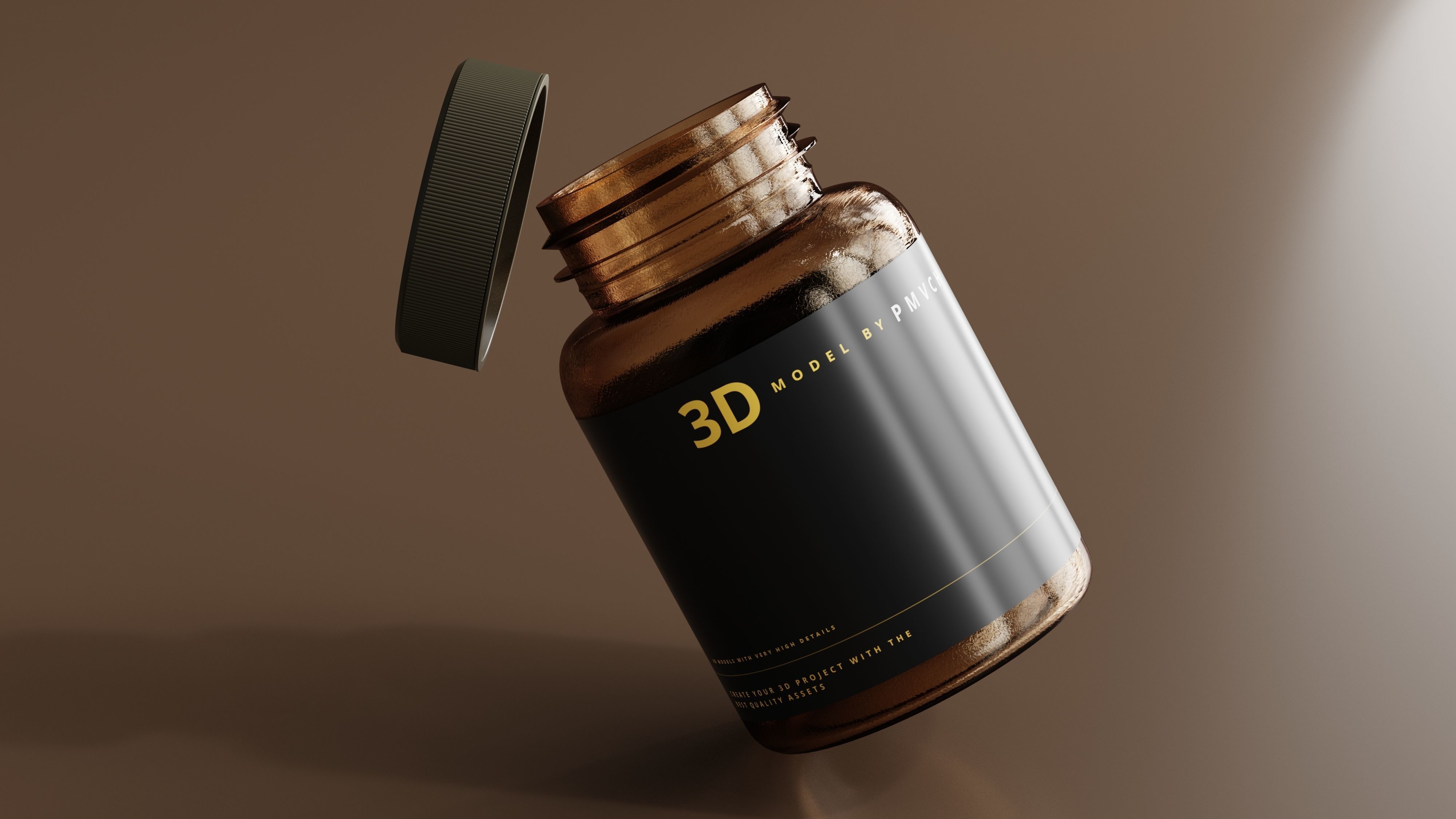 Amber Glass Bottle 3D model_7
