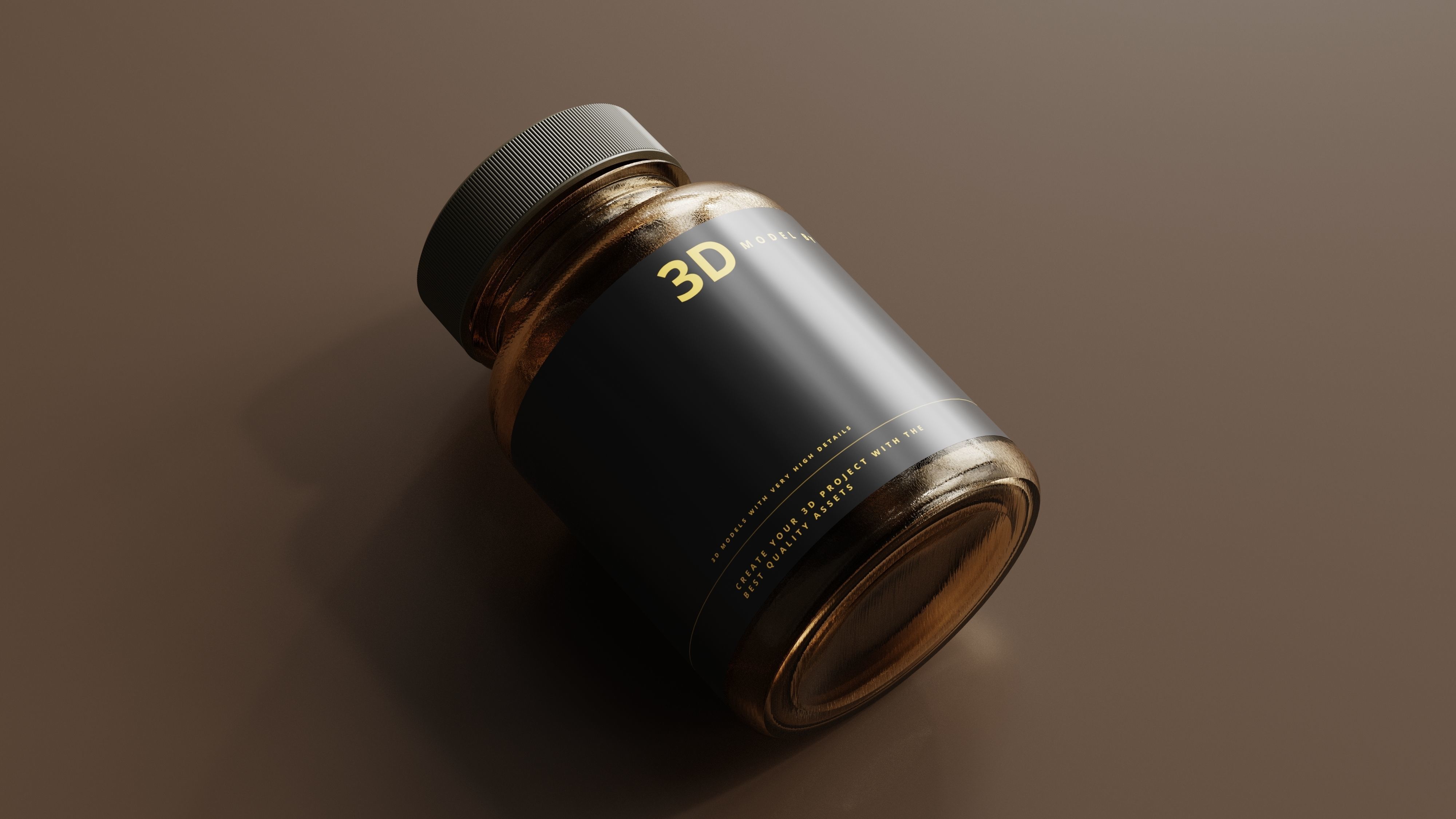 Amber Glass Bottle 3D model_4