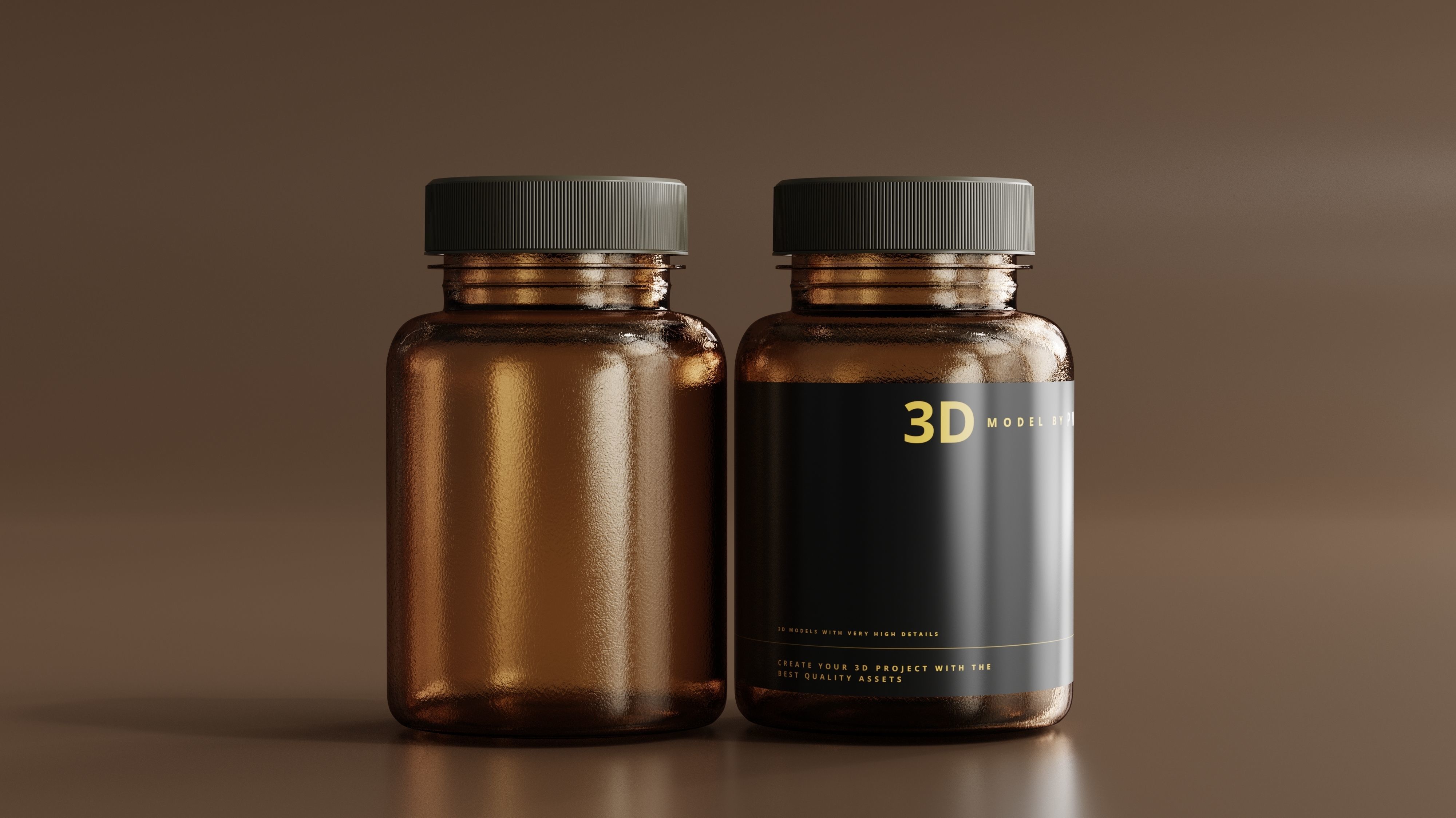 Amber Glass Bottle 3D model_8