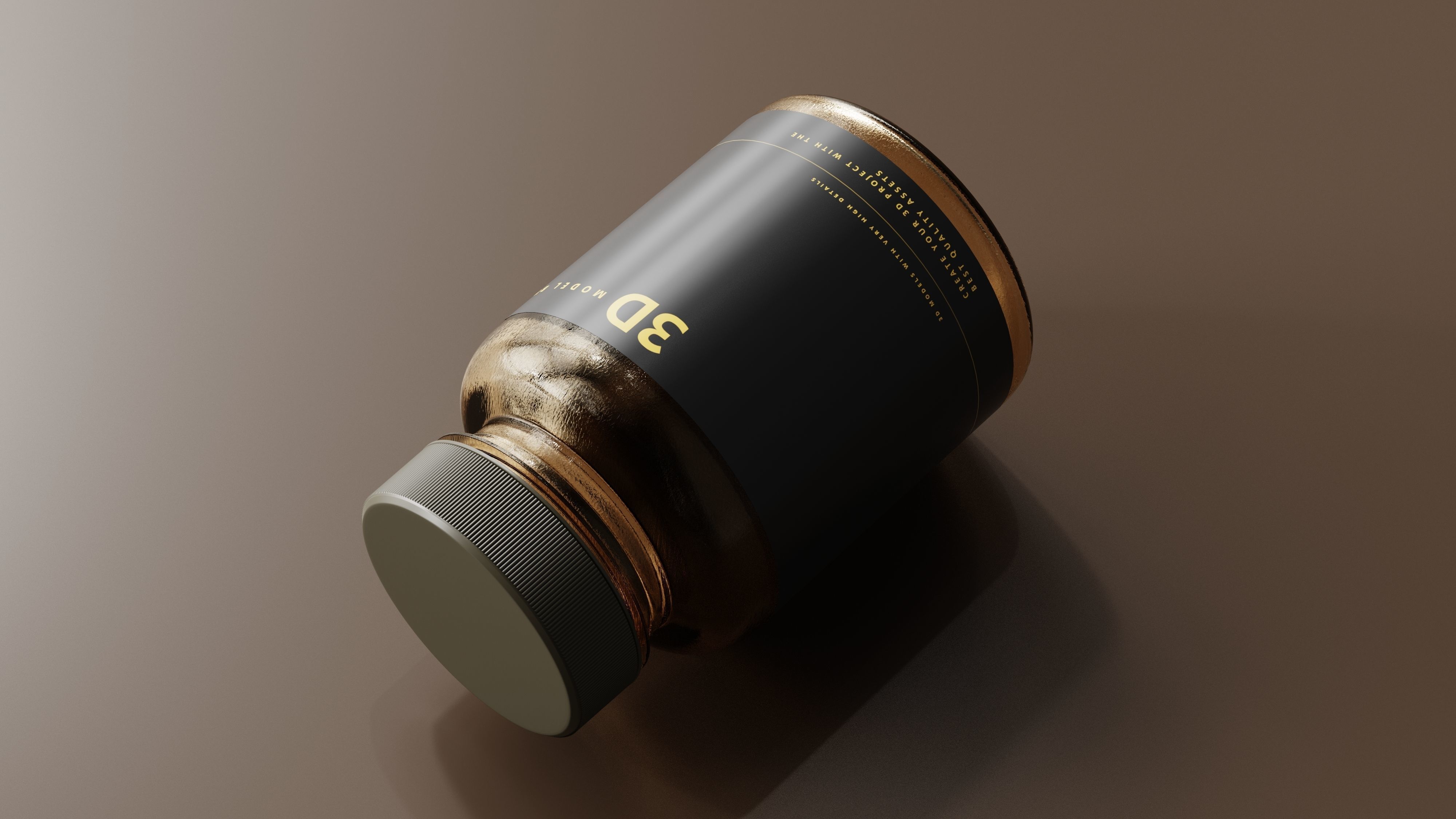 Amber Glass Bottle 3D model_3