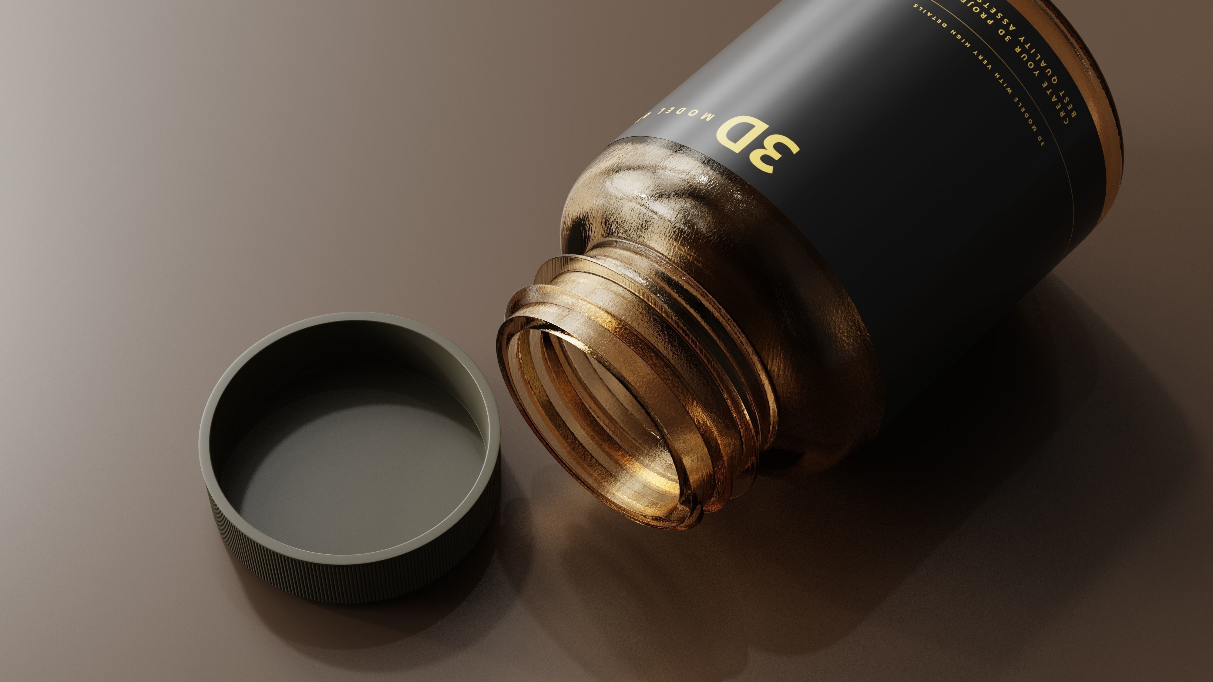 Amber Glass Bottle 3D model_1