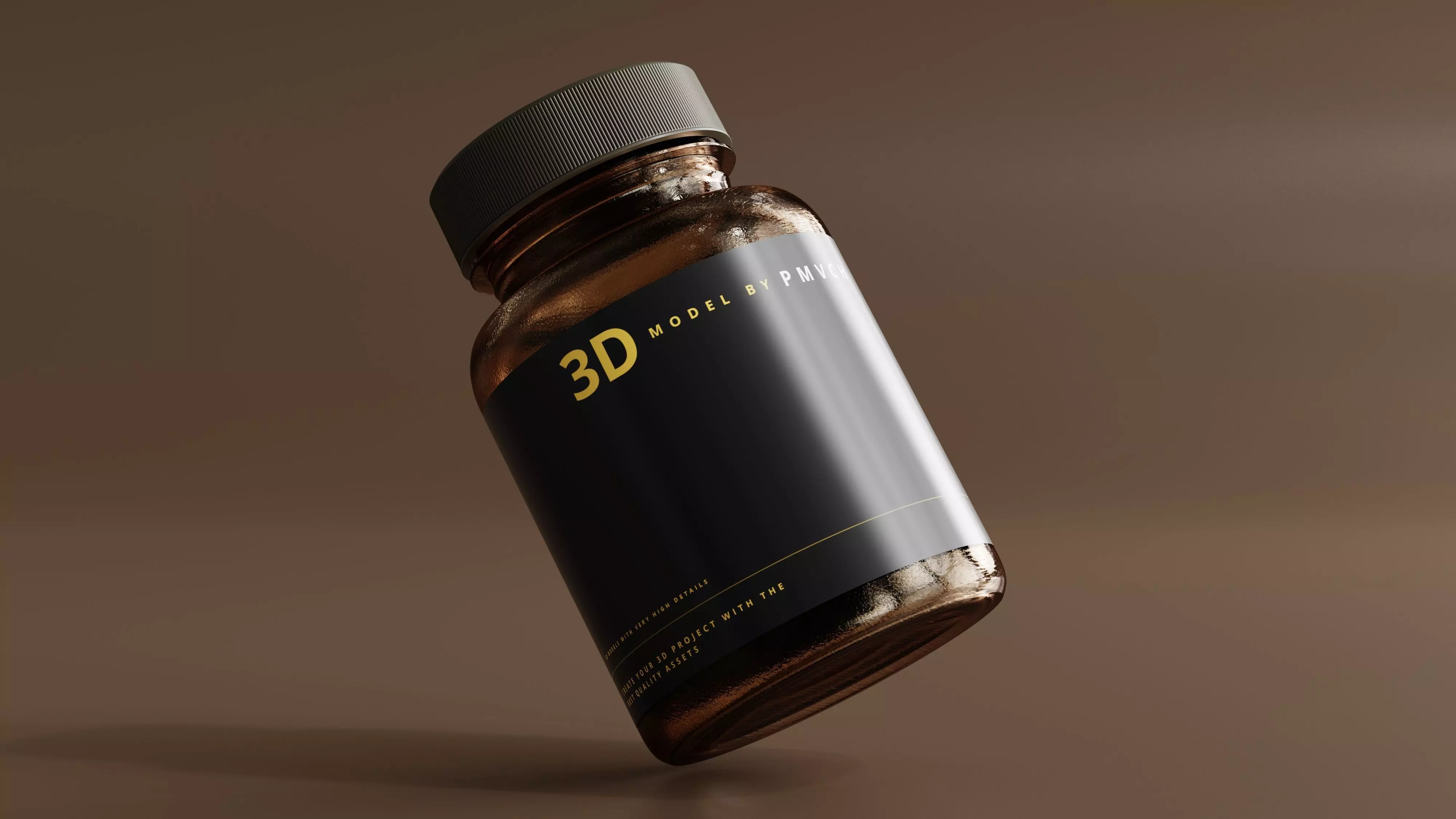 Amber Glass Bottle 3D model_0