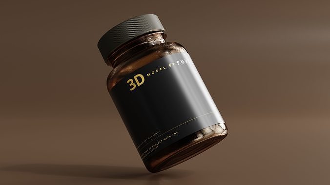 Amber Glass Bottle 3D model