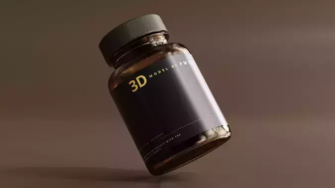 Amber Glass Bottle 3D model
