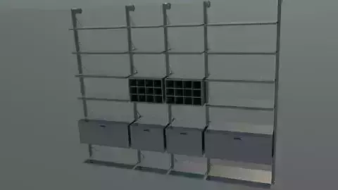 Wooden bookshelf with industrial look