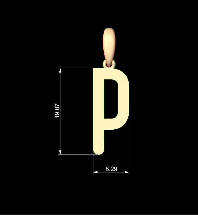 Initial Letters Pendant Cactron P 3D print model_5