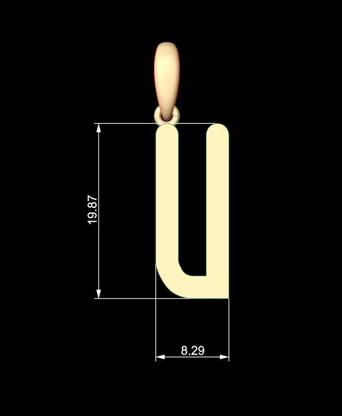 Initial Letters Pendant Cactron V 3D print model_4