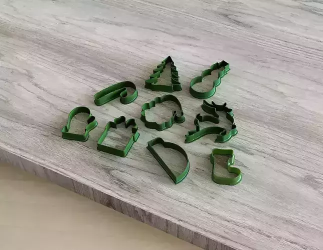 Set of 9 Christmas cookie cutters 3D print model