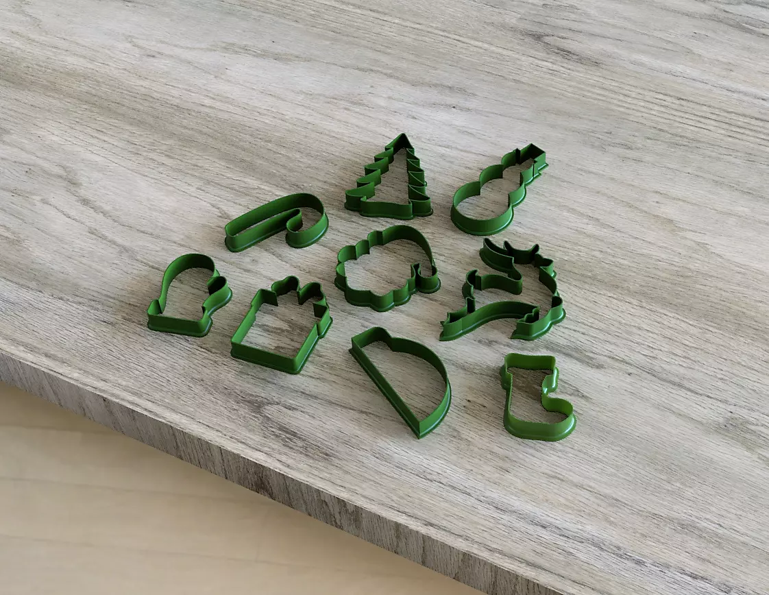 Set of 9 Christmas cookie cutters 3D print model_0