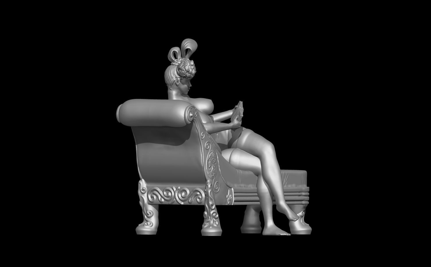 Erotic high quality figure Claire and the couch 3D print model_2
