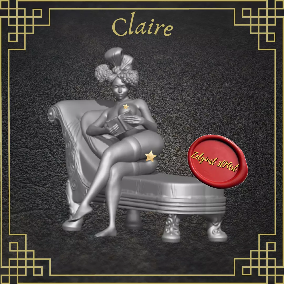 Erotic high quality figure Claire and the couch 3D print model_0