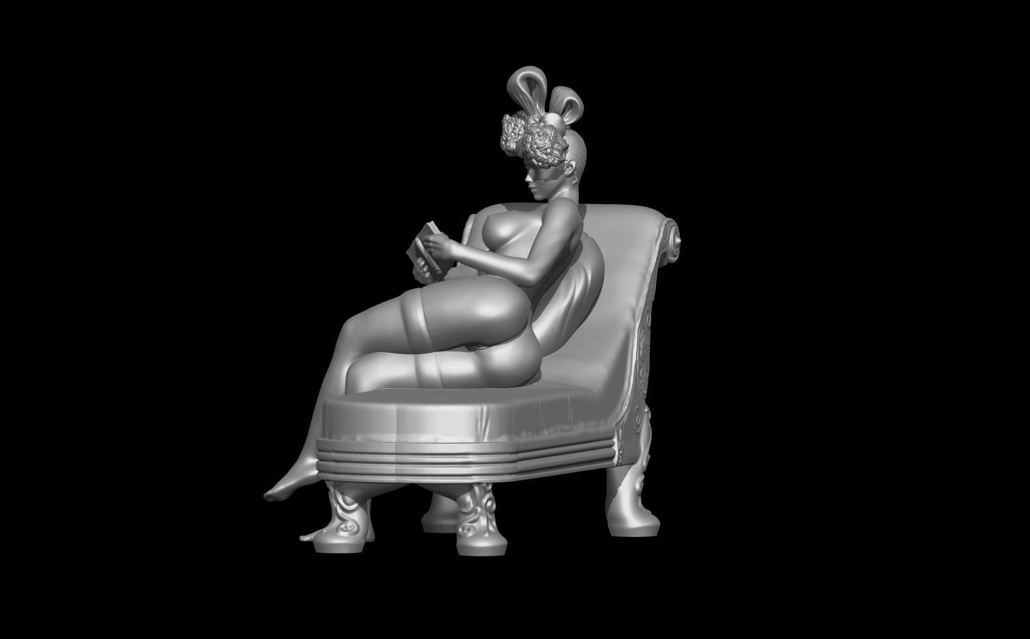 Erotic high quality figure Claire and the couch 3D print model_5
