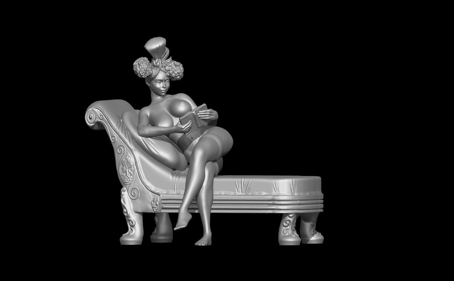 Erotic high quality figure Claire and the couch 3D print model_1