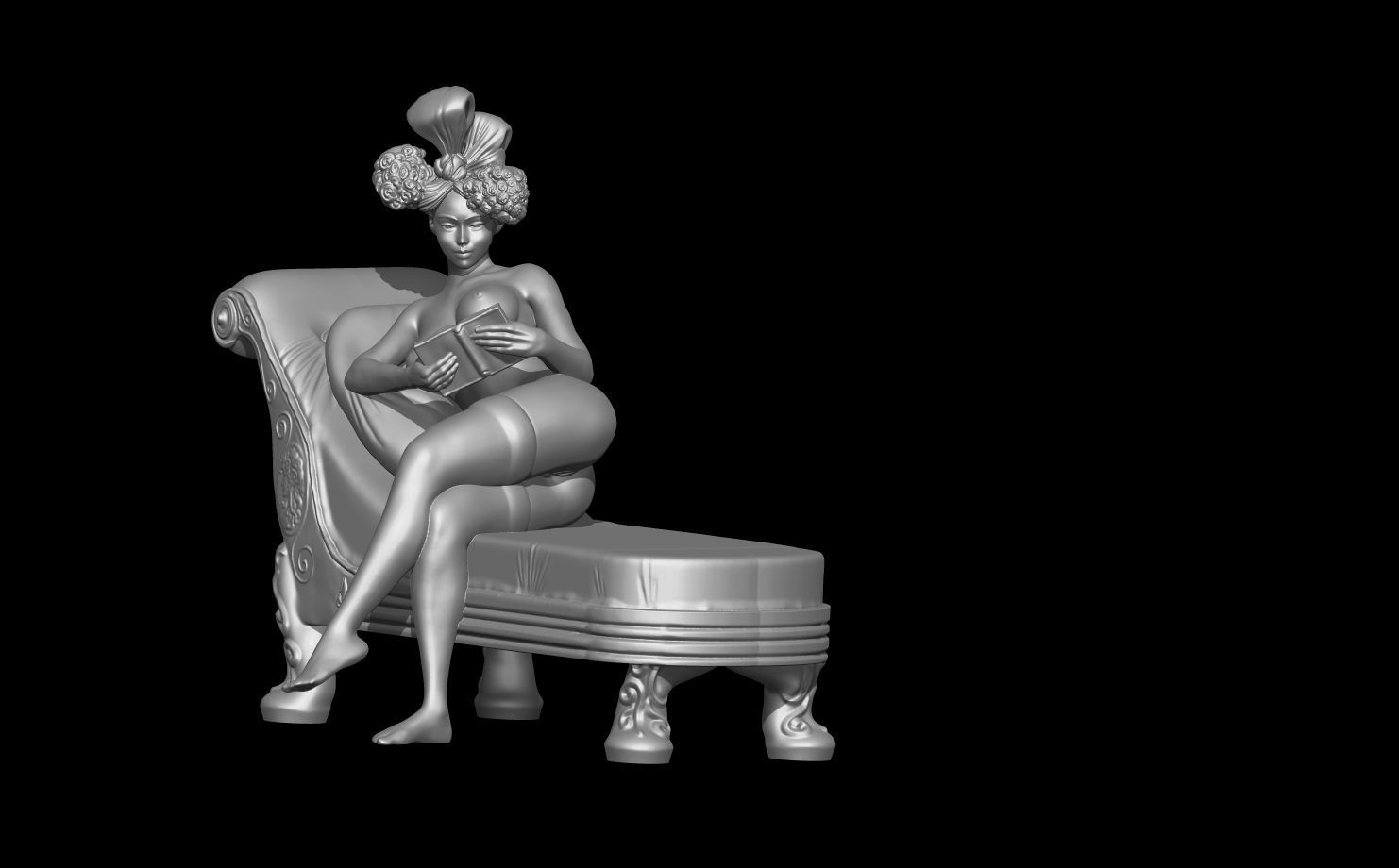 Erotic high quality figure Claire and the couch 3D print model_6