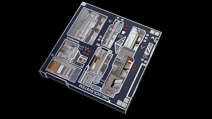 Tech Panel with different sci-fi texture variants 3D model