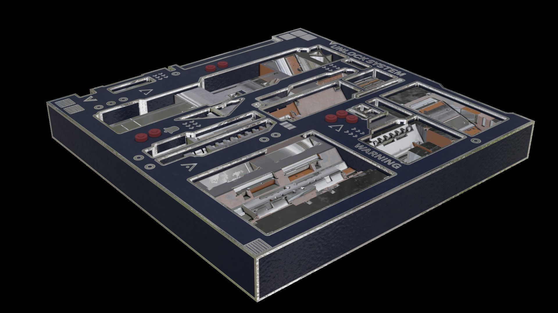 Tech Panel with different sci-fi texture variants 3D model_25