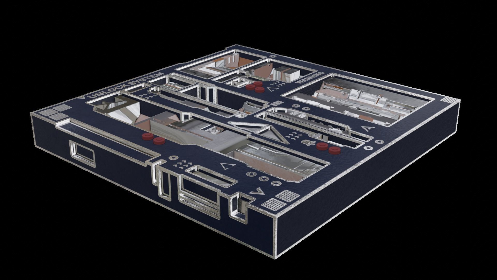 Tech Panel with different sci-fi texture variants 3D model_6