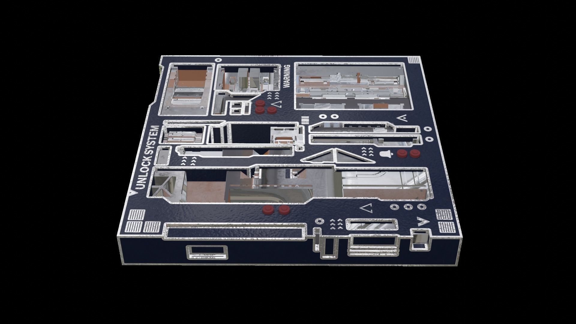 Tech Panel with different sci-fi texture variants 3D model_7
