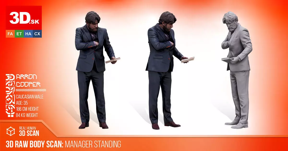 Cleaned 3D scan Arron Cooper Manager Standing 3D model_0