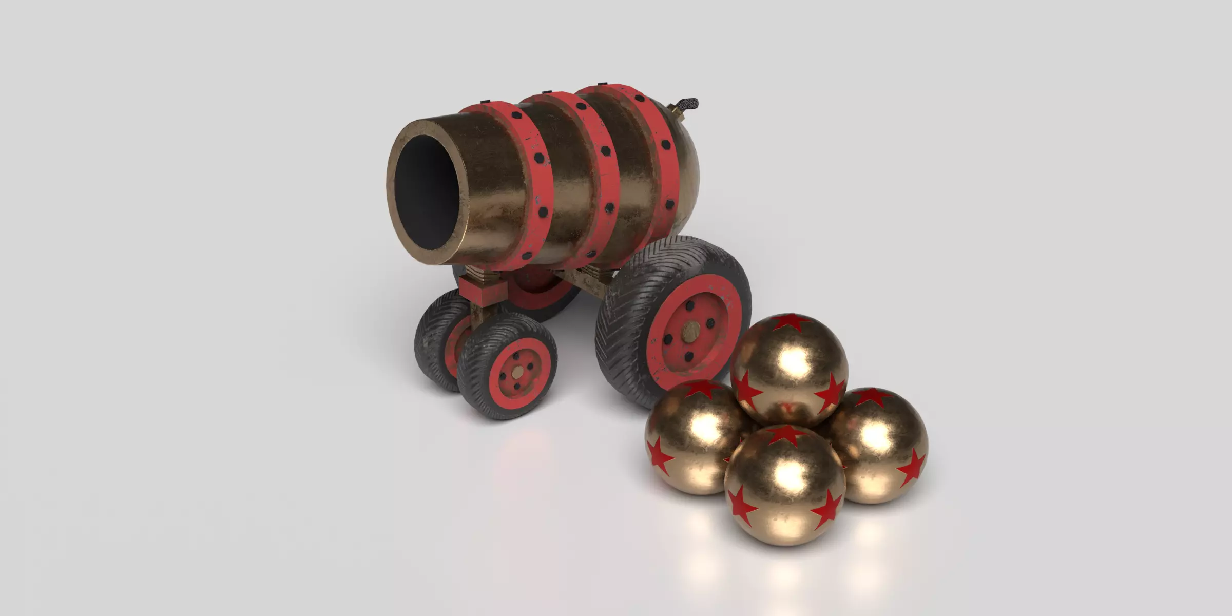 Mini Cannon - Bronze Low-poly 3D model_0