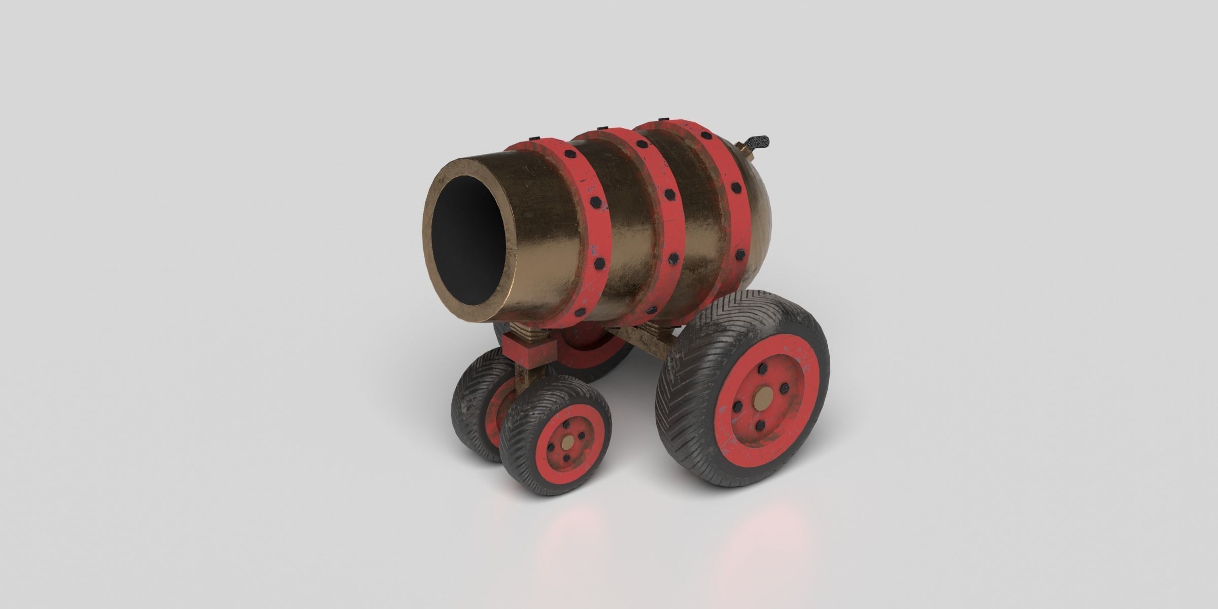 Mini Cannon - Bronze Low-poly 3D model_2