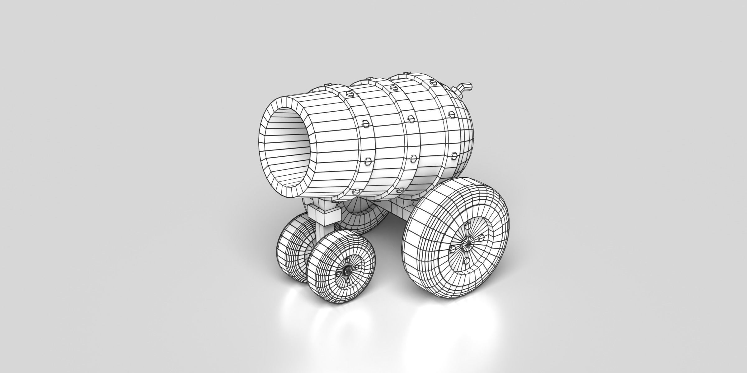 Mini Cannon - Bronze Low-poly 3D model_4